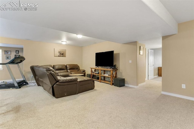 living room with light carpet