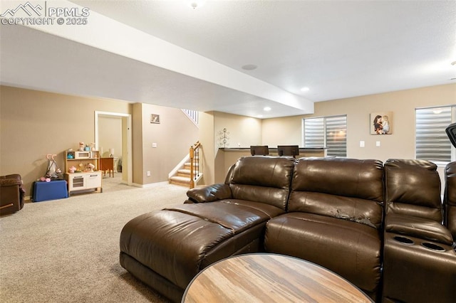 view of carpeted home theater