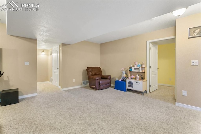 sitting room with light carpet