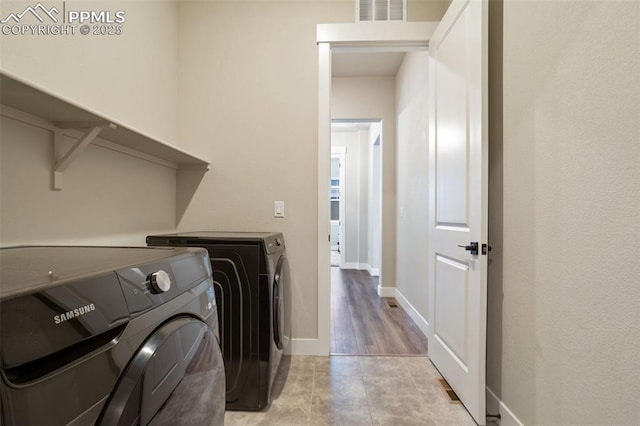 laundry room with washing machine and clothes dryer