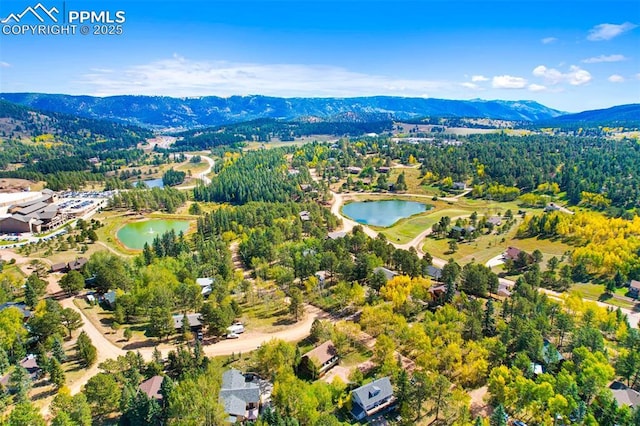 aerial view with a water and mountain view