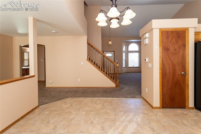 interior space featuring an inviting chandelier