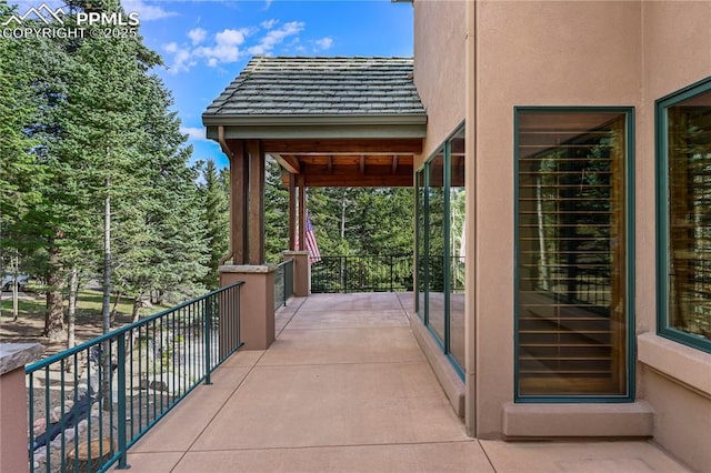 view of patio / terrace featuring a balcony