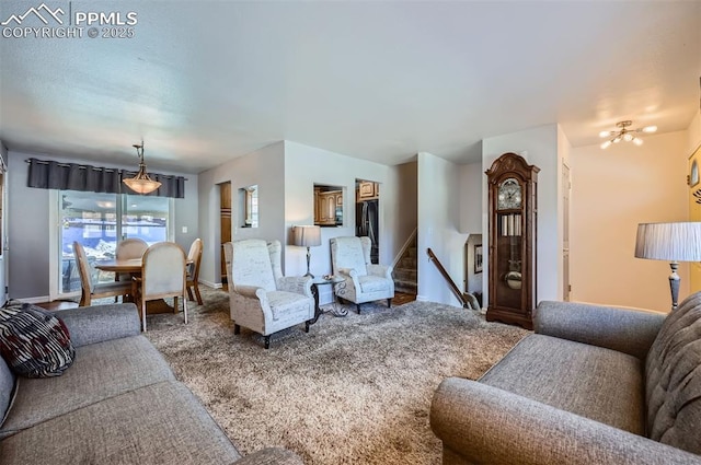 living room with carpet flooring