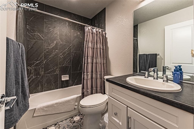 full bathroom featuring vanity, toilet, and shower / bath combo with shower curtain