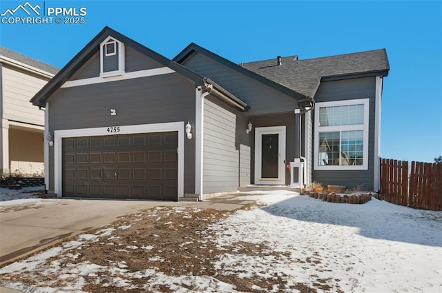 view of front of home with a garage