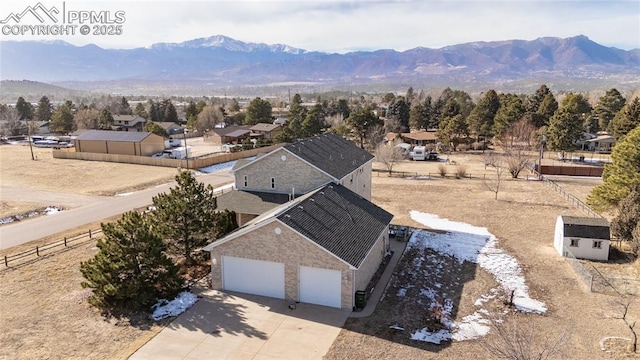 aerial view with a mountain view