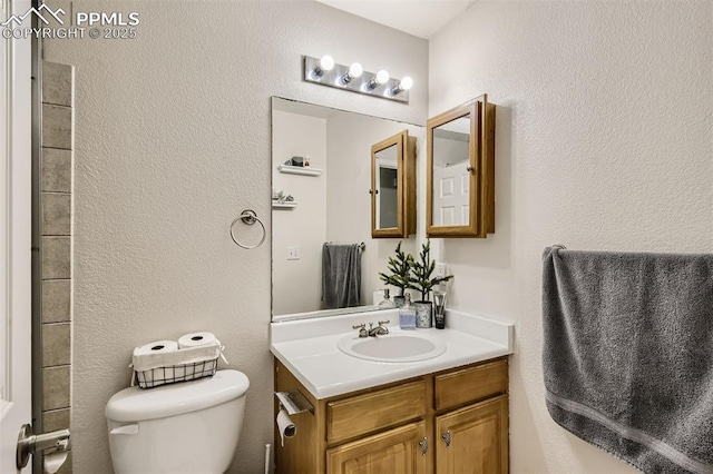 bathroom with toilet and vanity