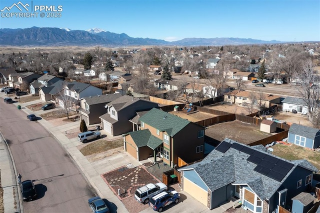 aerial view with a mountain view