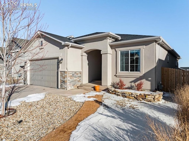 ranch-style home with a garage