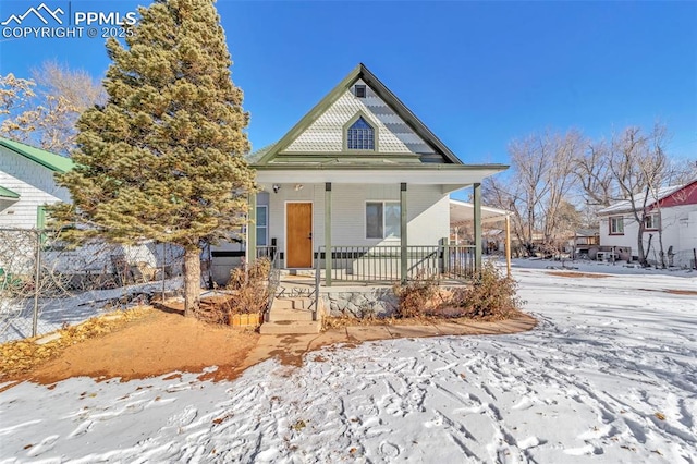 view of front of home featuring covered porch