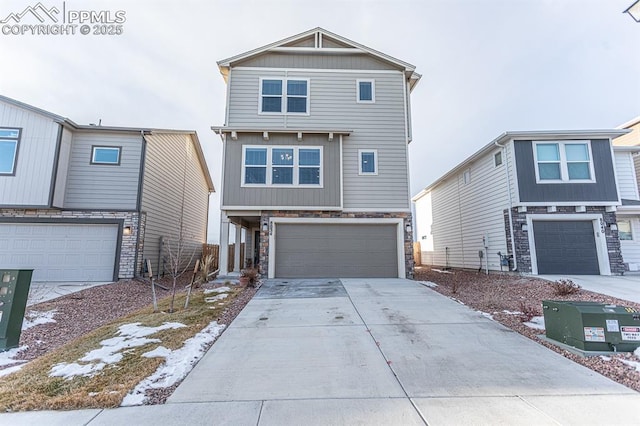 view of front of house with a garage