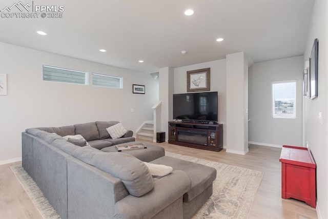 living room featuring light hardwood / wood-style floors