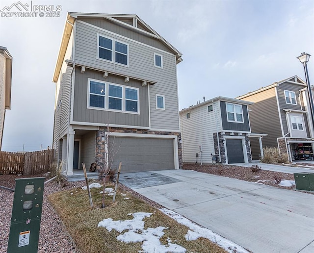 view of front property with a garage