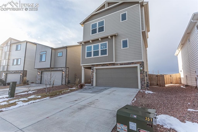 view of front of house with a garage