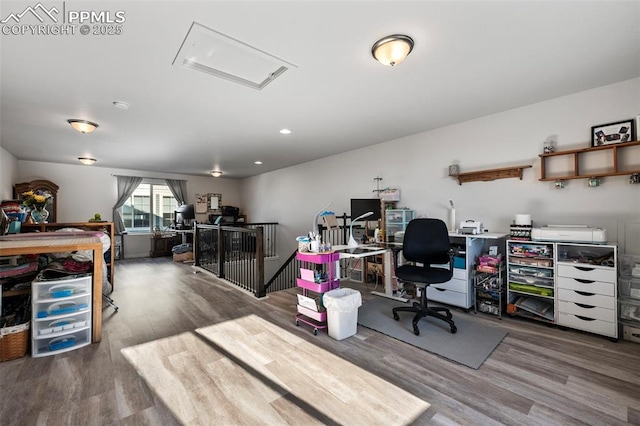 home office featuring wood-type flooring