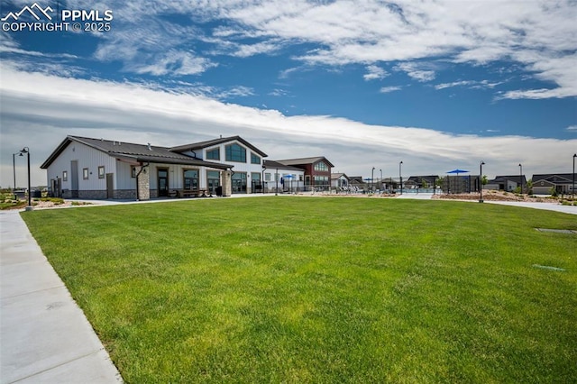 exterior space featuring a lawn