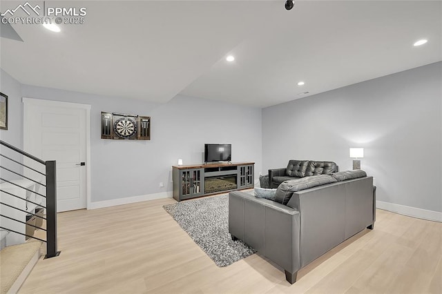 living room featuring light wood-type flooring