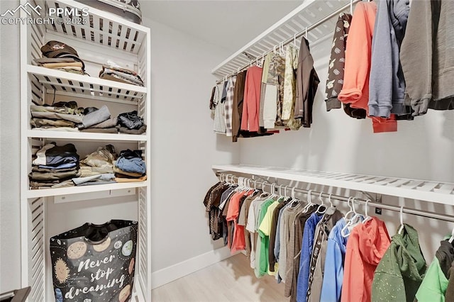 walk in closet featuring light hardwood / wood-style floors