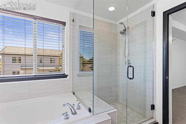 bathroom with independent shower and bath