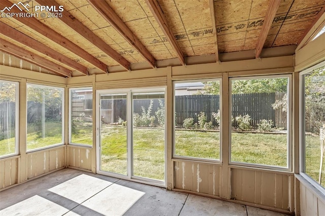 unfurnished sunroom featuring plenty of natural light