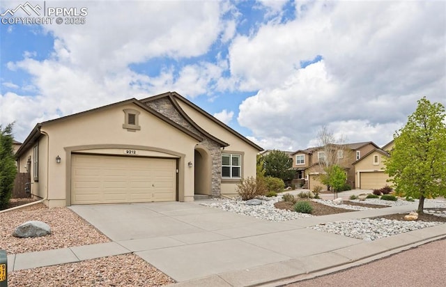 ranch-style house featuring a garage