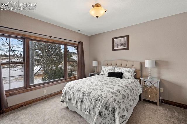 bedroom featuring carpet flooring and multiple windows