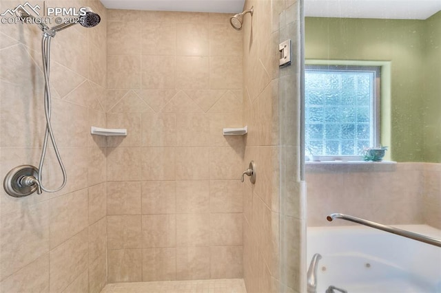 bathroom with a tile shower