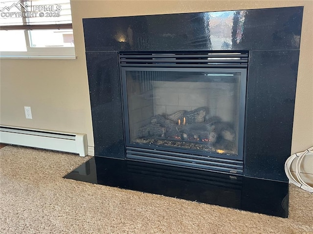 interior details featuring a baseboard radiator