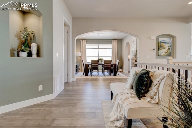 living room featuring light hardwood / wood-style floors