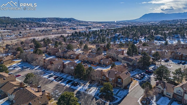 bird's eye view with a mountain view