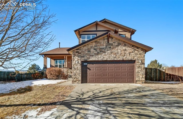 front facade with a garage