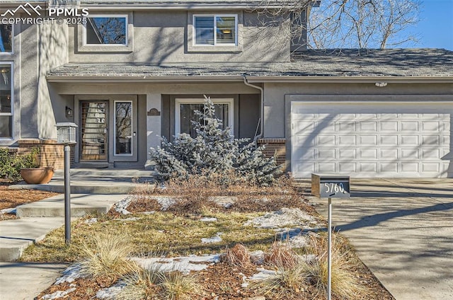 property entrance with a garage