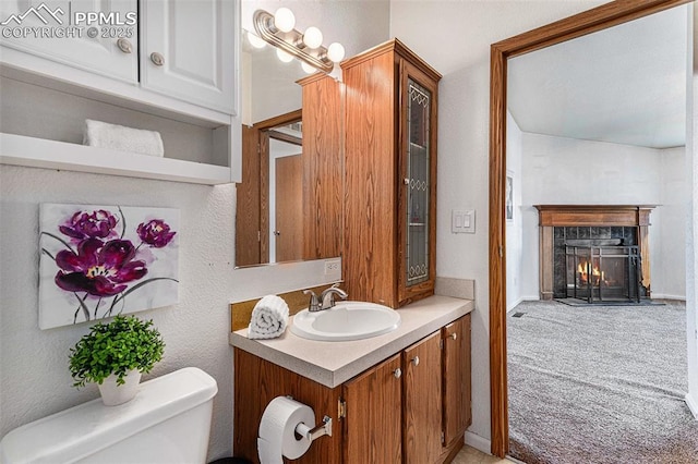 bathroom with toilet and vanity