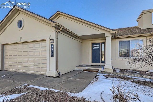 exterior space featuring a garage