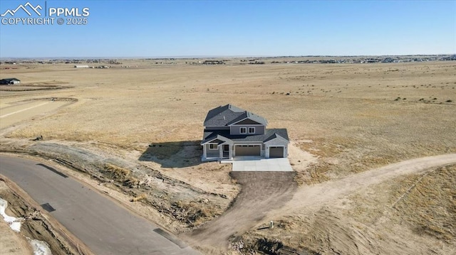 bird's eye view with a rural view