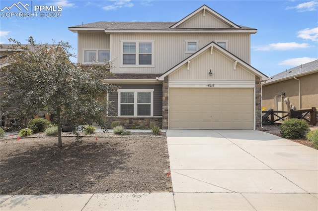 view of front of property with a garage