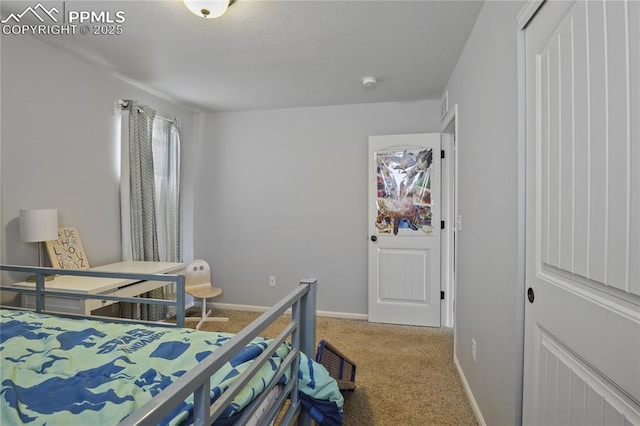 bedroom with a closet and carpet flooring