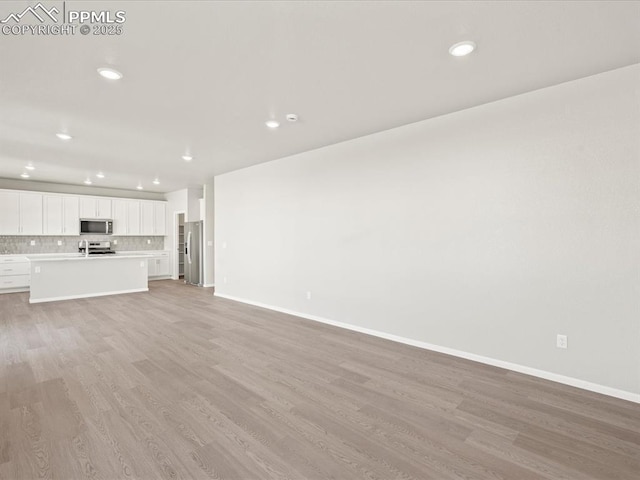 unfurnished living room featuring light hardwood / wood-style floors