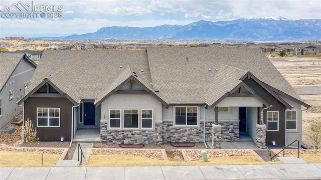 view of front facade with a mountain view