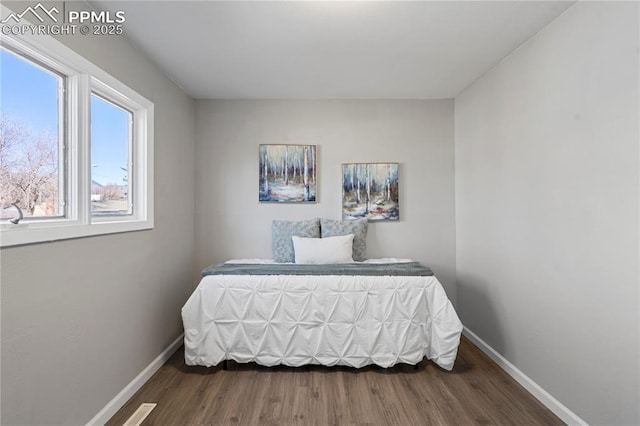 bedroom featuring dark wood-type flooring