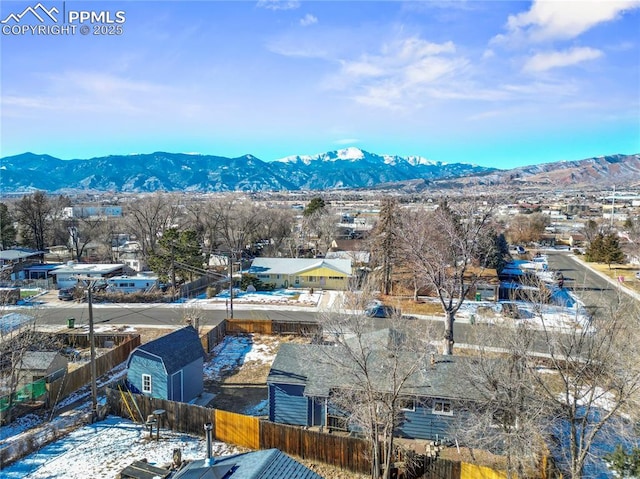 drone / aerial view with a mountain view