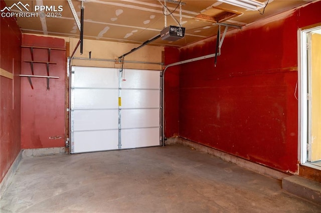 garage with a garage door opener