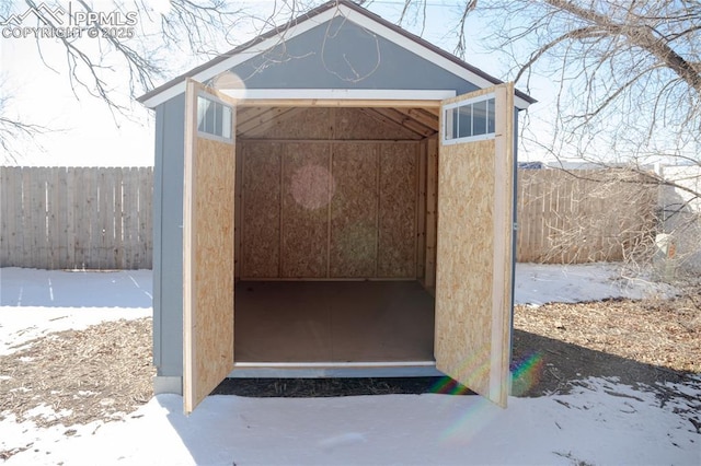 view of snow covered structure