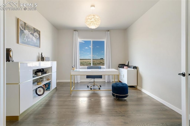 office featuring hardwood / wood-style flooring