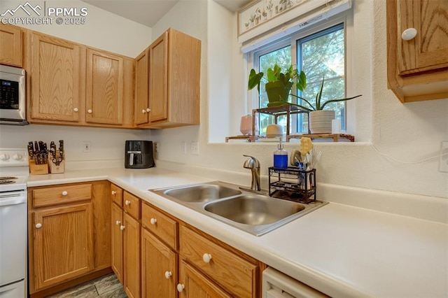 kitchen with electric stove and sink