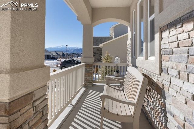 balcony with a mountain view