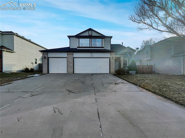 view of front property with a garage