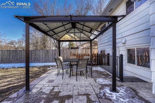 view of patio / terrace with a gazebo