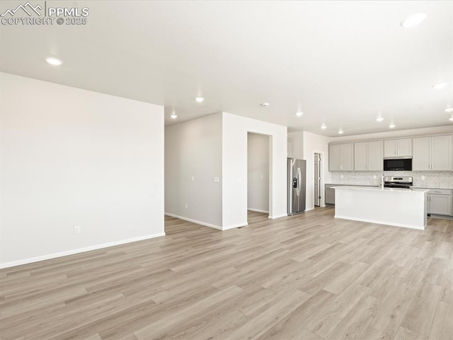 unfurnished living room featuring light hardwood / wood-style floors